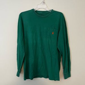 Polo Ralph Lauren Long Sleeve Pocket Pony Tee Men’s Small Green/Orange